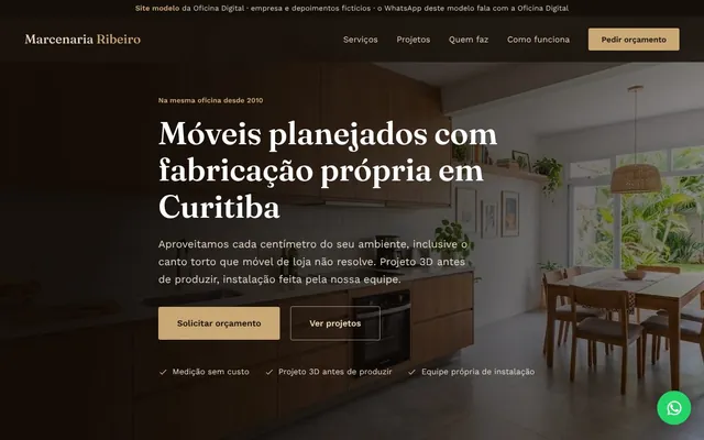 Modelo de site para marcenaria, estilo clássico